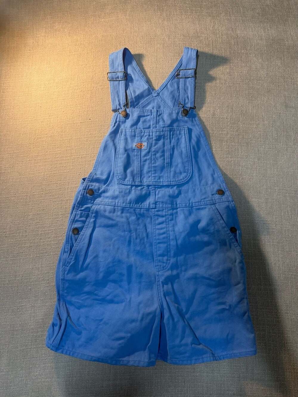 Dickies Canvas Bib Shortalls in Sky Blue
